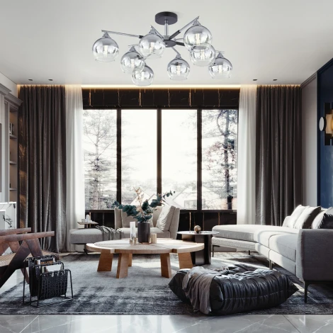 Потолочная люстра на штанге Arte Milano Napoli-9354 339354/8 CR+BK (220V)