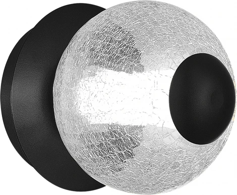 Светильник настенный ST Luce Peek SL6120.401.01 Черный/Прозрачное кракелированное стекло LED 1*8,5W 3000K (220V, шар)