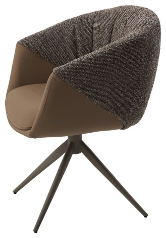 Стул ГИССЕН (GISSEN) 360 град., цвет КОФЕ HP032-08A PU / V885-1, экокожа / ткань / ЛАТТЕ, ®DISAUR M-City 64840