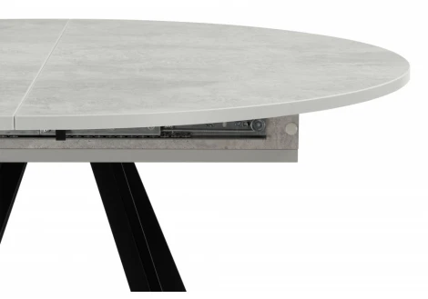 Кухонный стол Woodville Карпер 90(120) бетон метрополитан / черный матовый