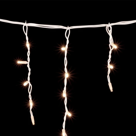 Гирлянда Бахрома 3,1 x 0,5 м Тепло-Белая 220В, 120 LED, Провод Белый Каучук, IP65