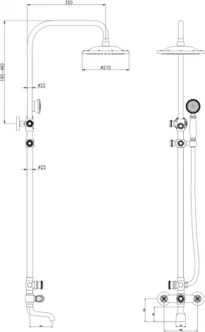 Душевая стойка Bronze de Luxe Florence 10131 для ванны с душем