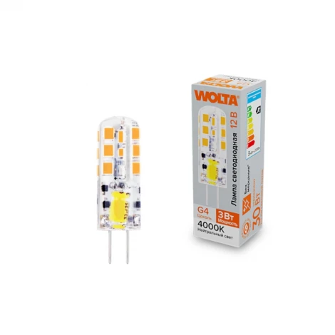 Светодиодная лампа 3Вт 4000K G4 Wolta WSTD-JC-12V3W4KG4-S