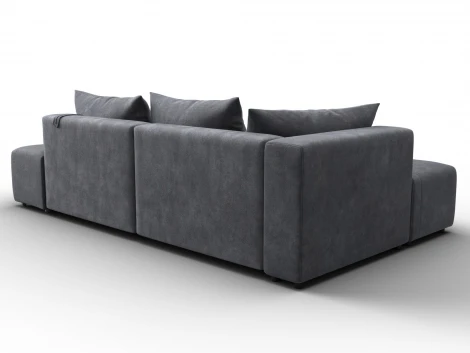 Диван угловой Лига-103 НПБ угол левый (ДСП,Брус,Фанера,Велюр/Темно-серый) Лига Диванов 134824L