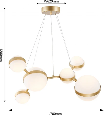 Подвесной светильник Favourite Asterismo 4448-6P (LED, 220V, на тросе, шарики, молекулы)