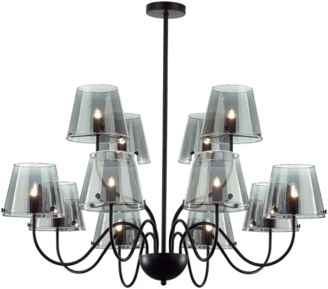 Потолочная люстра ярусная на штанге Lumion Smoky 6570/12C черный/дымчатый/металл/стекло G9 12*20W 220V