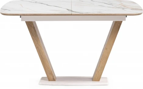 Стол на тумбе Петир (Петир 120(160)х80х75 gilt white / дуб монтана) Woodville арт.588013