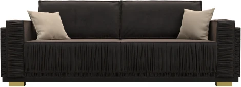 Диван прямой Лига-044 (Коричневый,Бежевый/Велюр) Лига Диванов арт.122253