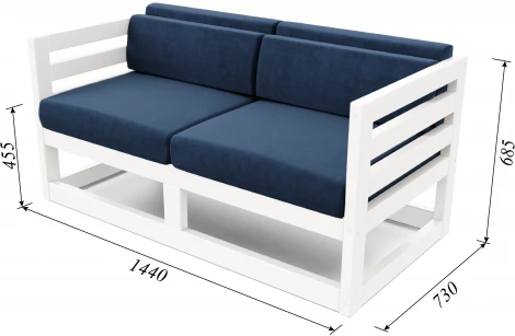 Диван Arsko Магнус М белая эмаль велюр синий