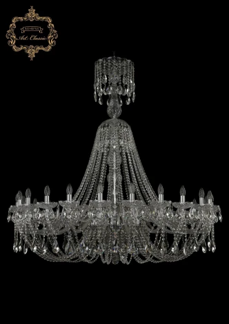 Подвесная большая люстра Art Classic 11.21 11.21.24.530.XL-151.Cr.Sp (220V, хрусталь, на цепи, подсвечник, свеча)
