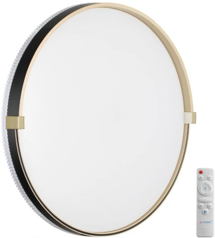Настенно-потолочный светильник Sonex Olidi Black 7647/EL PALE SN пластик/черный/золотой LED 70Вт 3000-6000К D490 IP43 пульт ДУ (220V, круглые)