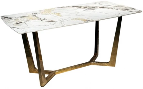 Стол обеденный IST-CASA Ланс DT-2852L, 180х90х75 см, белая керамика/золотой