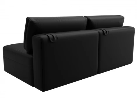 Диван прямой модульный Лига-060 НПБ (ЛДСП,Брус,Фанера/Пластик/Экокожа/Черный) Лига Диванов 130050