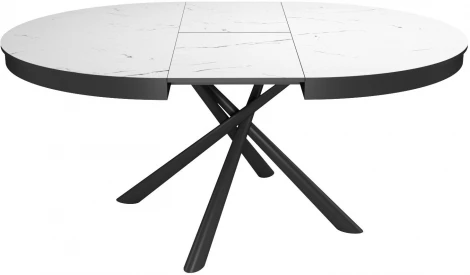 Стол DikLine KR120 мрамор белый Венус,опоры черные