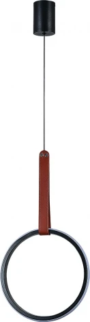 Подвесной светодиодный светильник Escada Alliance 10295/1LED Black 30Вт, кожа/металл/силикон, черный (220V, на проводе, кольцо)