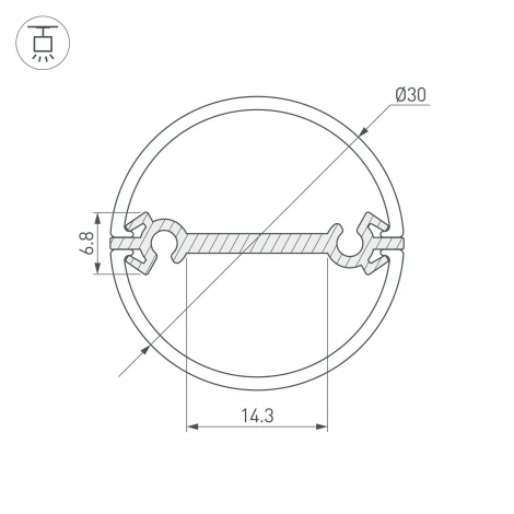Профиль ROUND-D30-DUAL-2000 ANOD (Алюминий) 029114 Arlight