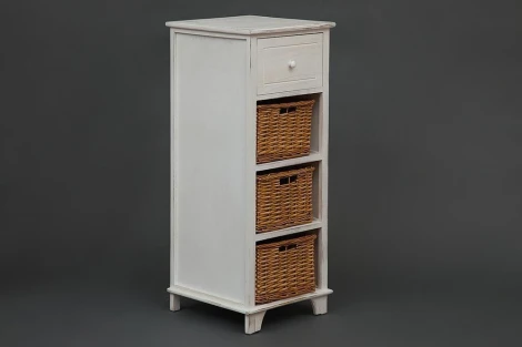 Тумба с 3 корзинами и ящиком Secret De Maison OISELET 4 ( mod. HX16-009 NS ) butter white (слоновая кость) (дерево павловния, мдф)