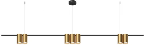 Подвесной светильник Denkirs Orbit DK4063-BK+SG 7xGU10 LED до 15 Вт, черный + сатинированное золото (220V, на тросе)