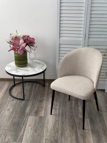 Стул GLORIA White CHACHA-140,  ткань/ черный каркас, ®DISAUR