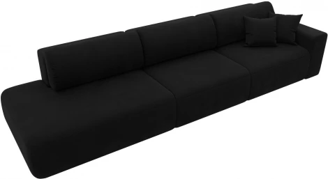Диван прямой Лига-036 НПБ Модерн Лонг подлокотник справа (Черный/Микровельвет) Лига Диванов арт.121348