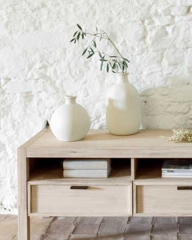 Тумба под телевизор La Forma (ex Julia Grup) Alen (Белый/ Акация,Дерево,МДФ,Шпон)