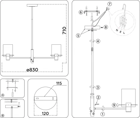 Потолочная люстра на штанге Ambrella High Light LH57033 (220V)