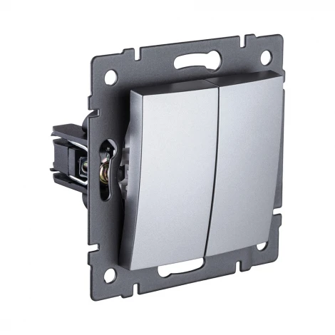 Выключатель кнопочный 2-клавишный 10А/250В изогнутый, серый Kollinger REA-R-011GY для Aspekt, Eleganz, Reflex