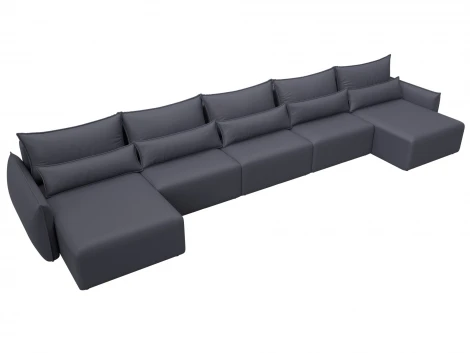 Диван П-образный Лига-051 НПБ МегаЛонг (ЛДСП,Брус,Фанера/Пластик/Экокожа/Серый) Лига Диванов 129901