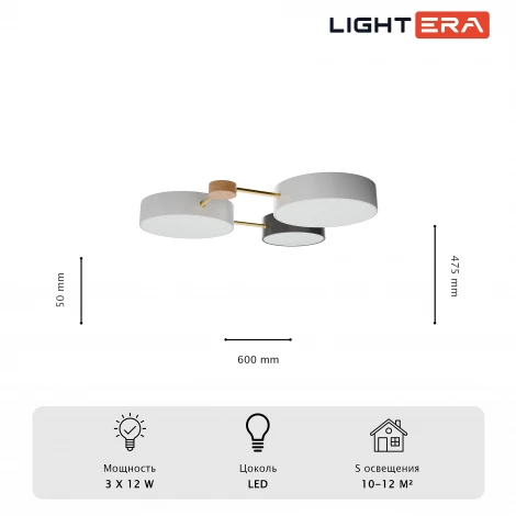 Потолочный светильник светодиодный круглый Lightera Tizzo LE239PL-3WG