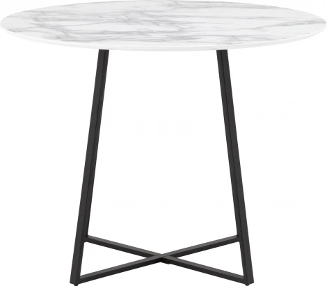 Стол обеденный Stool Group Дакота 100*100 белый мрамор ножки черные