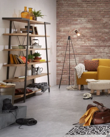 Стеллаж La Forma (ex Julia Grup) Thinh (Черный/ Металл,Акация,Сталь,Дерево)