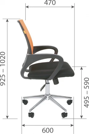 Компьютерное кресло CHAIRMAN 696 хром (Металл,Пластик,Ткань,Сетка/Оранжевый)