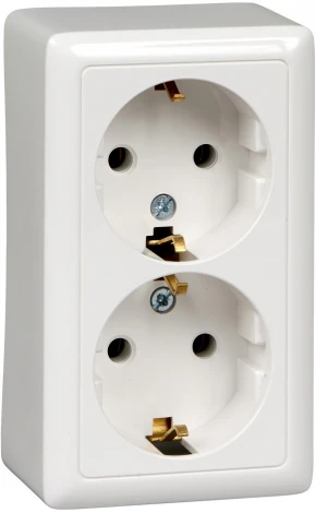 Розетка накладная двойная с заземлением (белый) Systeme Electric HIT RA16-238-B