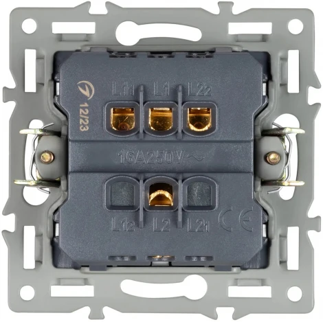 Механизм выключателя двухклавишный непроходной SWT-MK02-PL-WH (250V, 16A) (Arlight) 043724