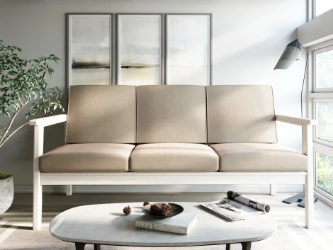 Диван Arsko прямой Лориан Б беленый дуб велюр молочный