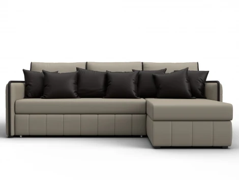 Диван угловой Лига-078 угол универсальный (ДСП/Пластик/Экокожа/Бежевый,Коричневый) Лига Диванов 130982