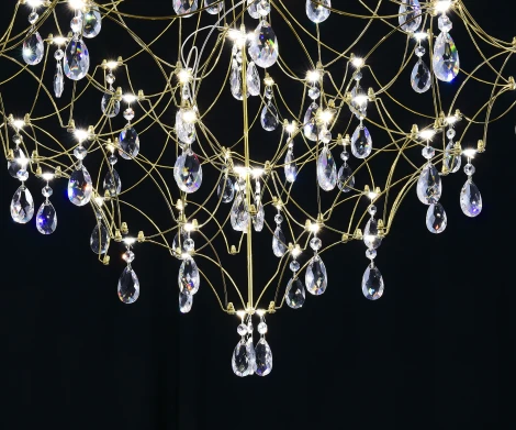 Подвесная люстра светодиодная с пультом и хрустальными подвесками Asfour MyFar Allegria MR2643-66P-50AD