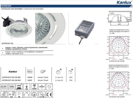 Встраиваемый точечный светильник Kanlux ASTON 4340 (220V, круглые)