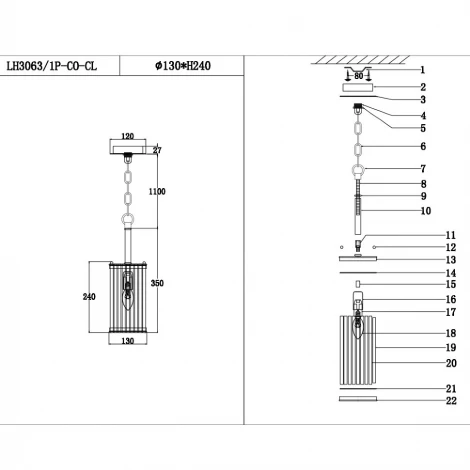 Подвесной светильник Lumien Hall Krejne LH3063/1P-CO-CL