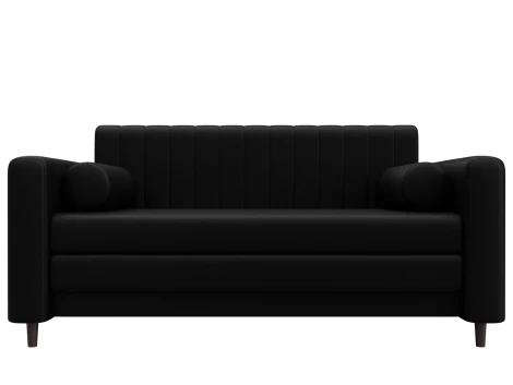 Диван прямой Лига-070 (ЛДСП,Брус,Фанера/Дерево/Экокожа/Черный) Лига Диванов 129751