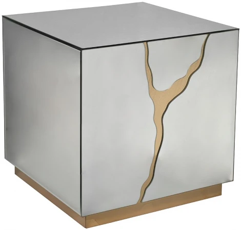 Стол журнальный зеркальный с золотым декором 55*55*61см Garda Decor арт.KFG198