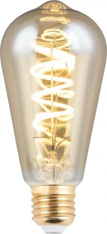 Лампочка светодиодная груша кофейная колба E27 4 Вт 300 lm 2000K теплое желтое свечение диммируемая Voltega Loft LED 7077