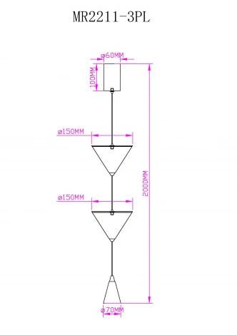 Подвесной светодиодный светильник MyFar Maretta MR2211-3PL (220V, на проводе, IP40)