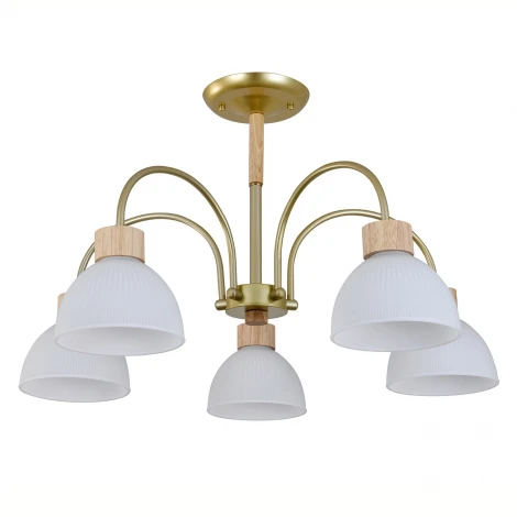Потолочная люстра на штанге 150005/5R E27*60W Gold/Wood Escada Sade ES0000061