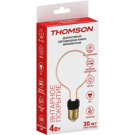 Лампочка светодиодная филаментная прозрачная трубка E27 4W Thomson Wire Circle TH-B2167