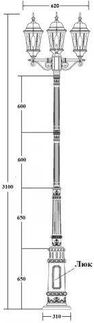 Наземный фонарь Oasis Light ASTORIA 2M 91410MB/E7 Gb овал (220V, IP44)