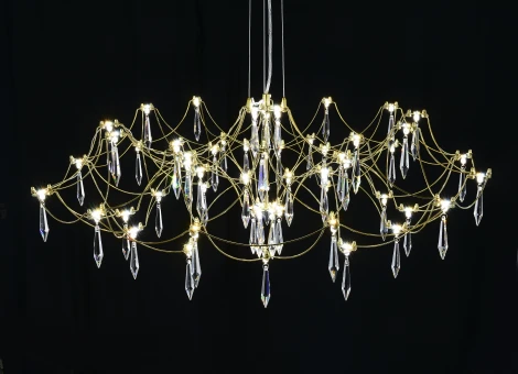 Подвесная люстра светодиодная с пультом и хрустальными подвесками Asfour MyFar Ersilia MR2663-60P-76AP