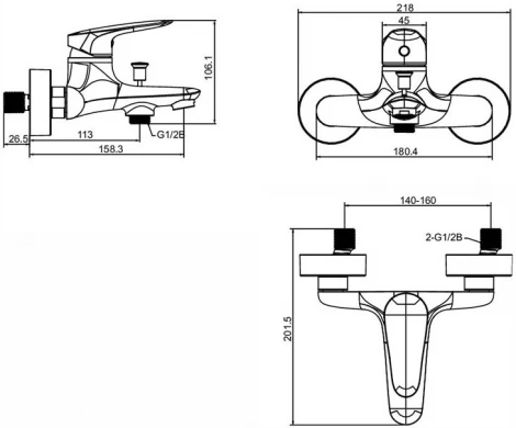 Смеситель Jacob Delafon Elite E32909-CP для ванны с душем
