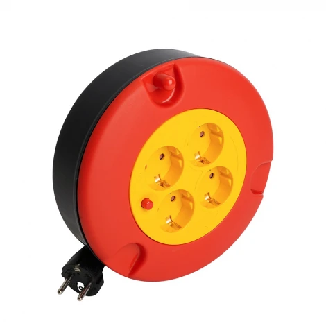 Удлинитель-рулетка 4-х местный с заземлением 5 метров (черный) Stekker Standart 50178