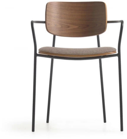 Обеденный стул La Forma (ex Julia Grup) Maureen (Коричневый/ Ясень,Шпон ореха,Дерево,Шпон,Металл,Пена)